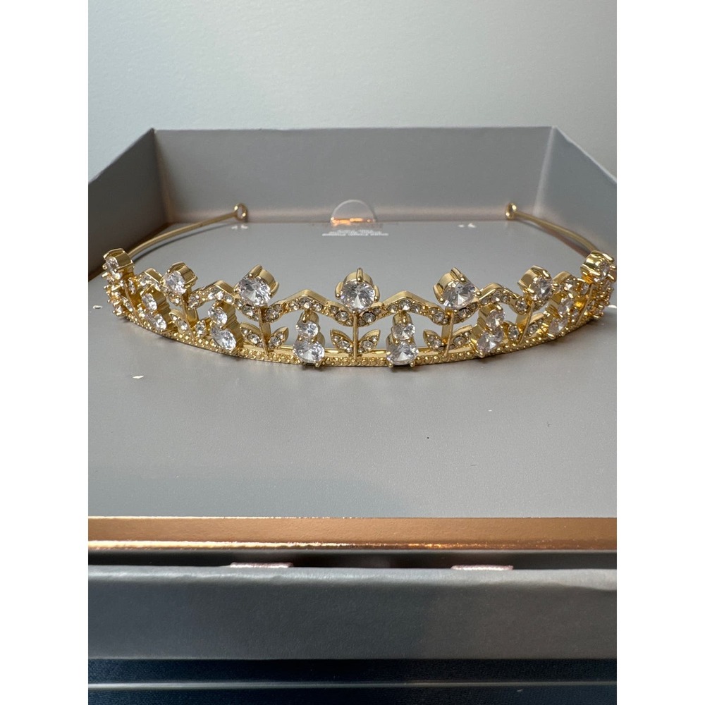 Believe by Brillance Gold Flash Plated Cubic Zirconia Hair Tiara NIB - Picture 2 of 6